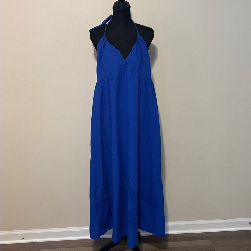 Universal Thread Royal Blue Halter Maxi Dress with side pockets. - Picture 6 of 8